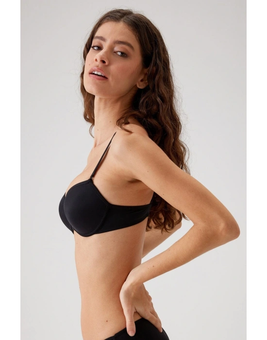 Kadın Siyah 6010 Balenli Desteksiz Micro Sütyen