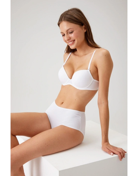 Kadın Beyaz 6045 Milan Push Up Dolgulu Micro Sütyen (TAK - ÇIKAR ASKILI)
