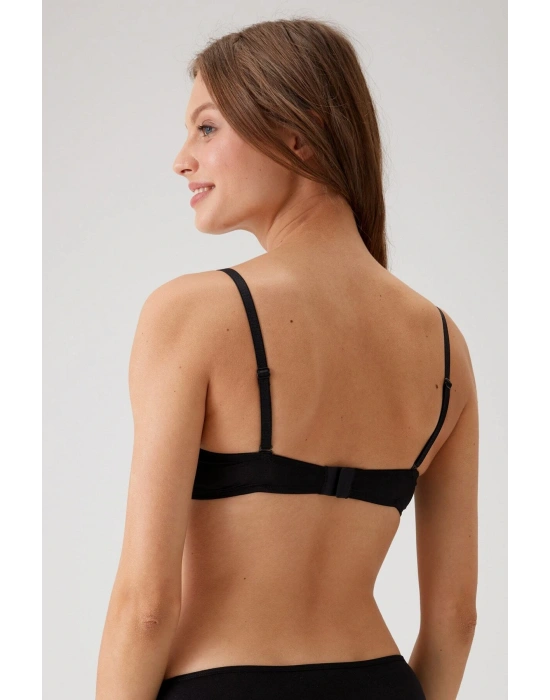 Kadın Siyah 6045 Milan Push Up Dolgulu Micro Sütyen (TAK - ÇIKAR ASKILI)