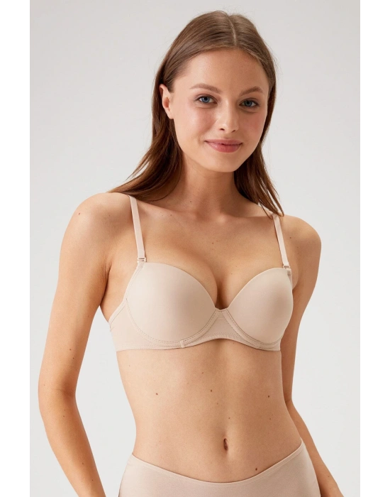 Kadın Ten 6045 Milan Push Up Dolgulu Micro Sütyen (TAK - ÇIKAR ASKILI)