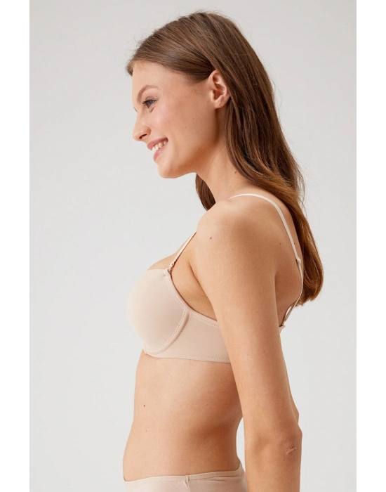 Kadın Ten 6045 Milan Push Up Dolgulu Micro Sütyen (TAK - ÇIKAR ASKILI)
