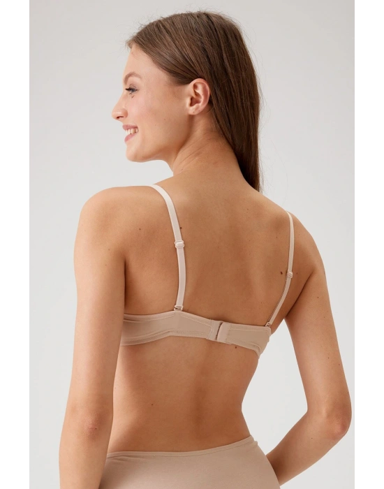 Kadın Ten 6045 Milan Push Up Dolgulu Micro Sütyen (TAK - ÇIKAR ASKILI)