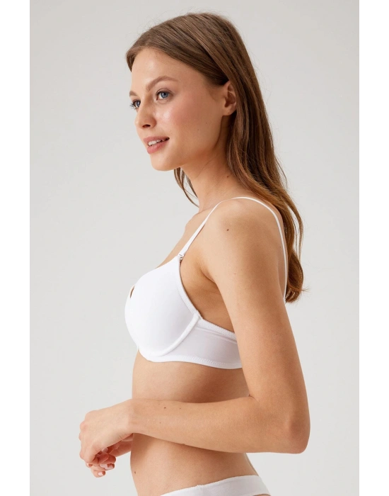 Kadın Beyaz 6101 Rome Balenli Destekli Micro Sütyen(ÇIKARILABİLİR VE AYARLANABİLİR ASKILI)