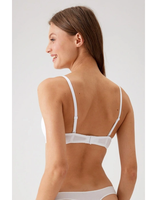 Kadın Beyaz 6101 Rome Balenli Destekli Micro Sütyen(ÇIKARILABİLİR VE AYARLANABİLİR ASKILI)