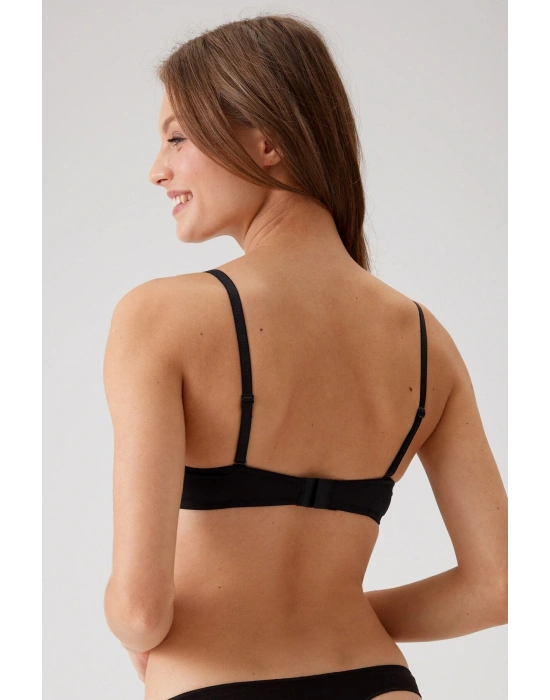 Kadın Siyah 6101 Rome Balenli Destekli Micro Sütyen(ÇIKARILABİLİR VE AYARLANABİLİR ASKILI)