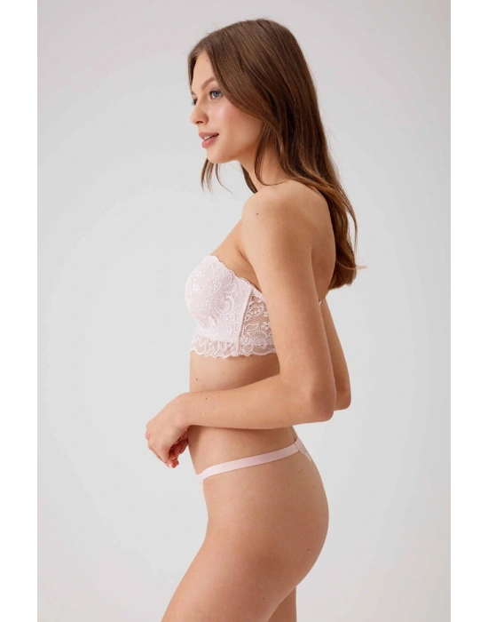 Kadın Pudra 4736 Desteksiz Straplez Sütyen Takım