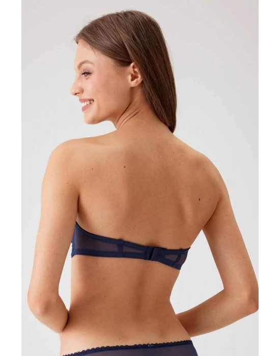Kadın Lacivert 6203 Balenli Destekli Straplez Dantelli Sütyen