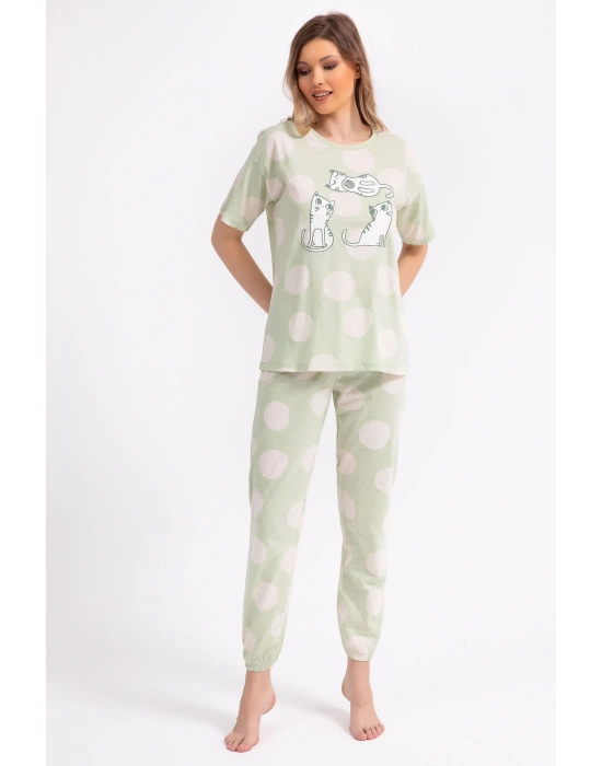 Rolypoly Kız Çocuk Yeşil Kısa Kol Pijama Takım