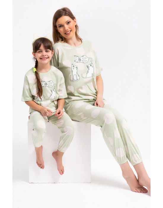 Rolypoly Kız Çocuk Yeşil Kısa Kol Pijama Takım