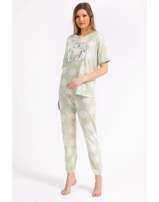 Rolypoly Kız Çocuk Yeşil Kısa Kol Pijama Takım