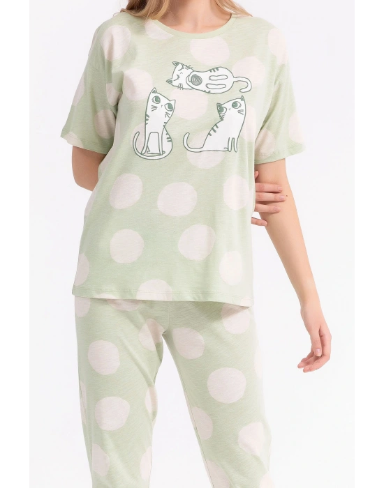 Rolypoly Kız Çocuk Yeşil Kısa Kol Pijama Takım