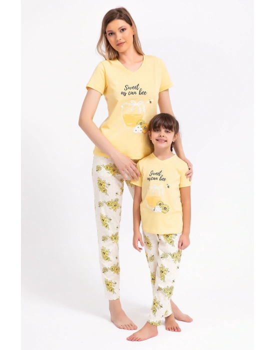Rolypoly Kız Çocuk Sarı Kısa Kol Pijama Takım
