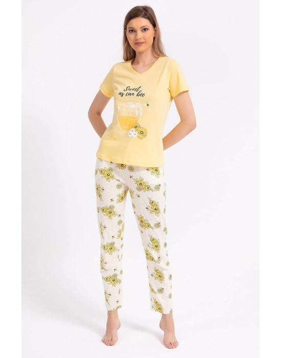 Rolypoly Kız Çocuk Sarı Kısa Kol Pijama Takım