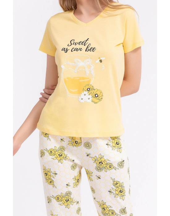 Rolypoly Kız Çocuk Sarı Kısa Kol Pijama Takım