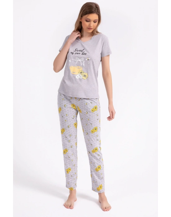 Rolypoly Kız Çocuk Gri Kısa Kol Pijama Takım