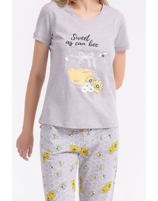 Rolypoly Kız Çocuk Gri Kısa Kol Pijama Takım