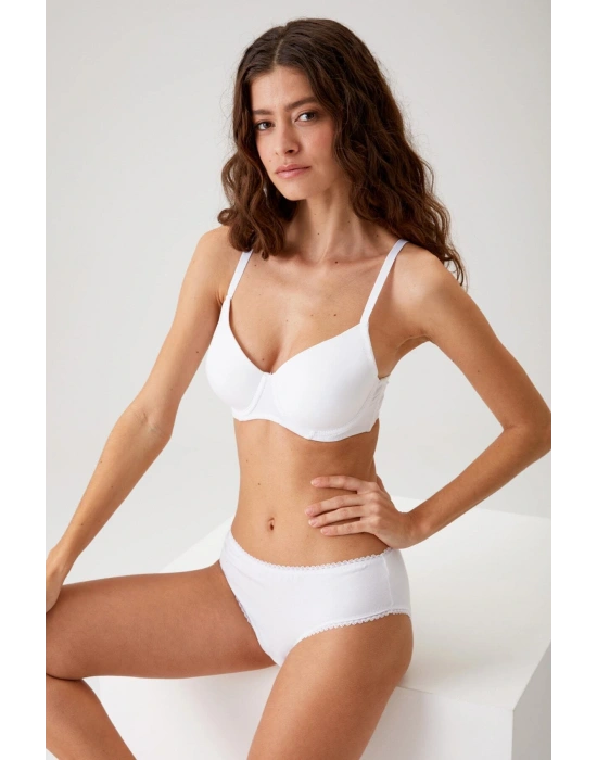 Kadın Beyaz 6104 Barcelona Balenli Desteksiz Göğüsü Kavrayan Kalın Askılı Tek Micro Sütyen