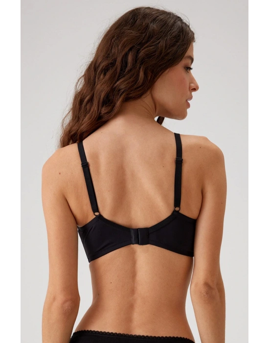 Kadın Siyah 6104 Barcelona Balenli Desteksiz Göğüsü Kavrayan Kalın Askılı Tek Micro Sütyen