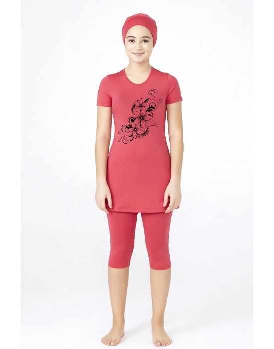 Genç Baskılı Yarı Tesettür Mayo