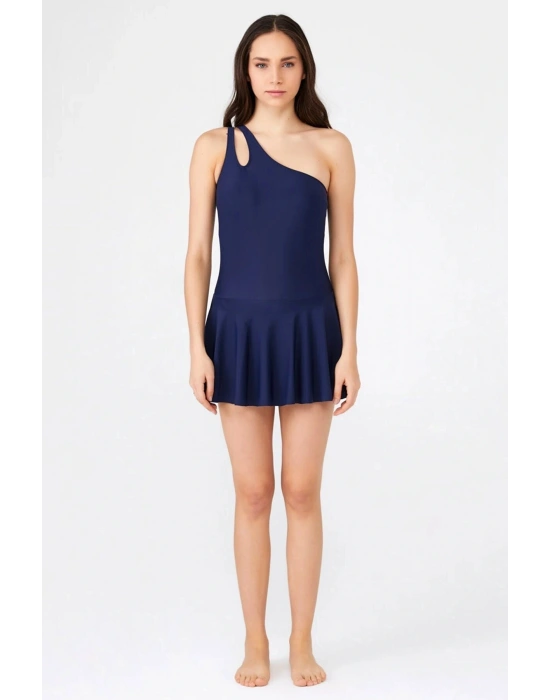 Kadın Lacivert Tek Askı Etekli Mayo