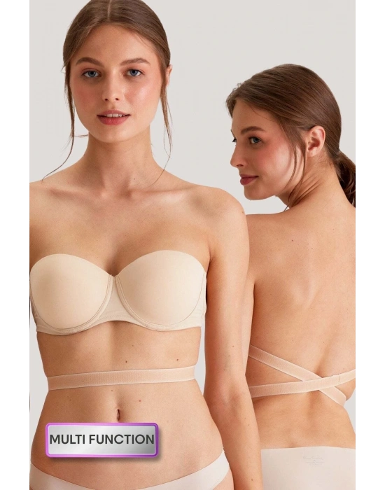 Kadın 6027 Pisa Destekli Push-up Straplez Multi Function Sütyen Ten