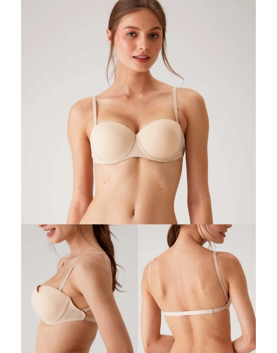 Kadın 6027 Pisa Destekli Push-up Straplez Multi Function Sütyen Ten