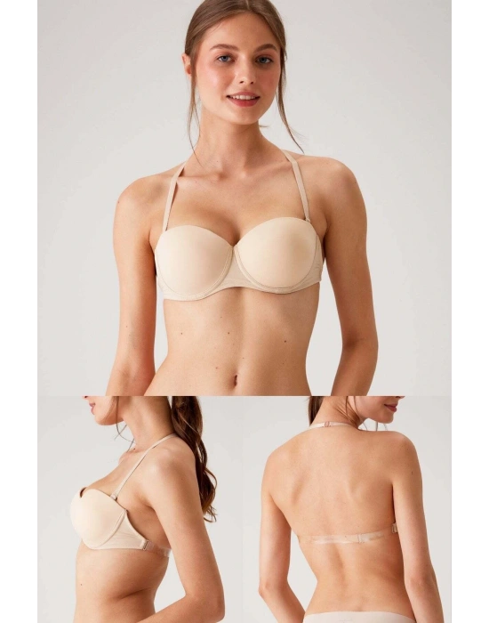 Kadın 6027 Pisa Destekli Push-up Straplez Multi Function Sütyen Ten