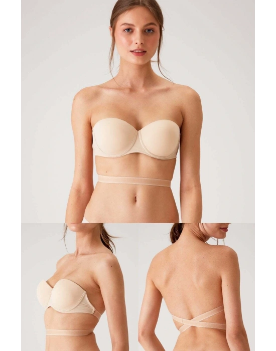 Kadın 6027 Pisa Destekli Push-up Straplez Multi Function Sütyen Ten
