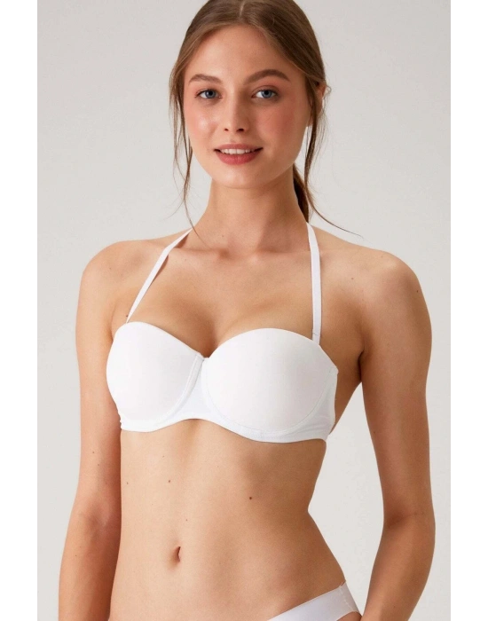 6027 Beyaz Pisa Push Up Straplez Multi Function Mikro Sütyen Askı Hediyeli