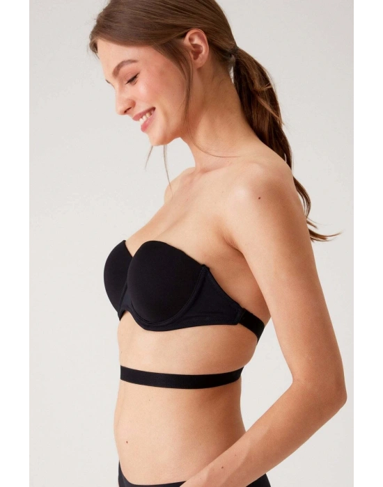 Kadın 6027 Pisa Destekli Push-up Straplez Multi Function Sütyen Siyah
