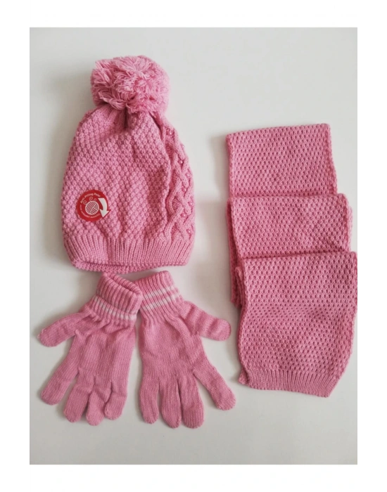 Kız Çocuk 9-15 Yaş Atkı Bere Eldiven Üçlü Takım K2180-03