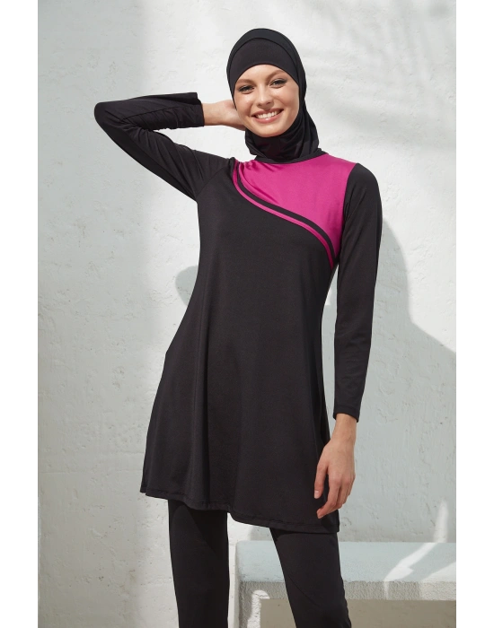 Uzunkol Mayoluk Tesettür Mayo Uzunkol Mayoluk Tesettür Mayo 221915_SIYAH