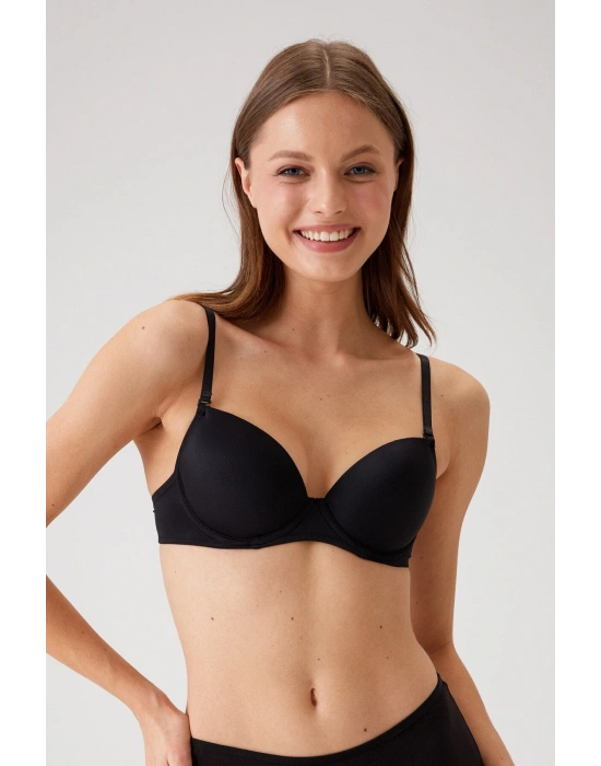 Kadın Siyah 6205 Balenli Destekli Micro Tek Sütyen