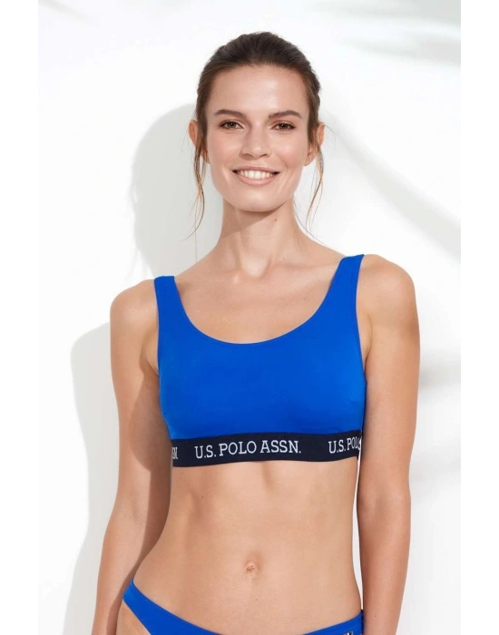 Kadın Saks Mavi U Yaka Bralet Bikini Üstü