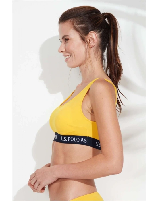 Kadın Sarı U Yaka Bralet Bikini Üst