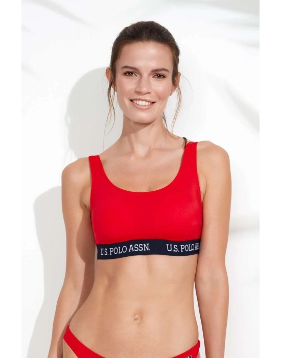 Kadın Kırmızı U Yaka Bralet Bikini Üst