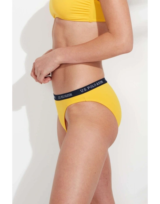 Kadın Sarı Kalın Kenarlı Lastikli Bikini Alt