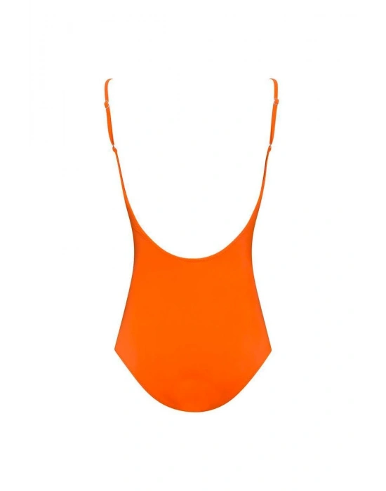 Kadın Turuncu İnce Askılı U Yaka Mayo