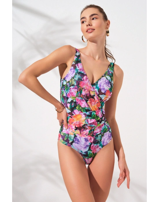 Cannes Kalın Askılı Korseli Kruvaze Mayo Violet 231127-d