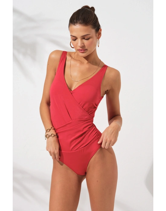 Cannes Kalın Askılı Korseli Kruvaze Mayo Krımızı 231127