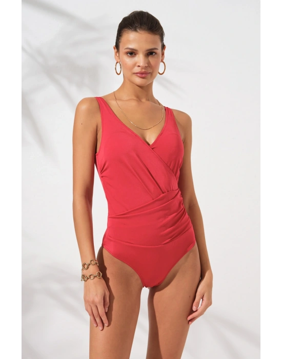 Cannes Kalın Askılı Korseli Kruvaze Mayo Krımızı 231127