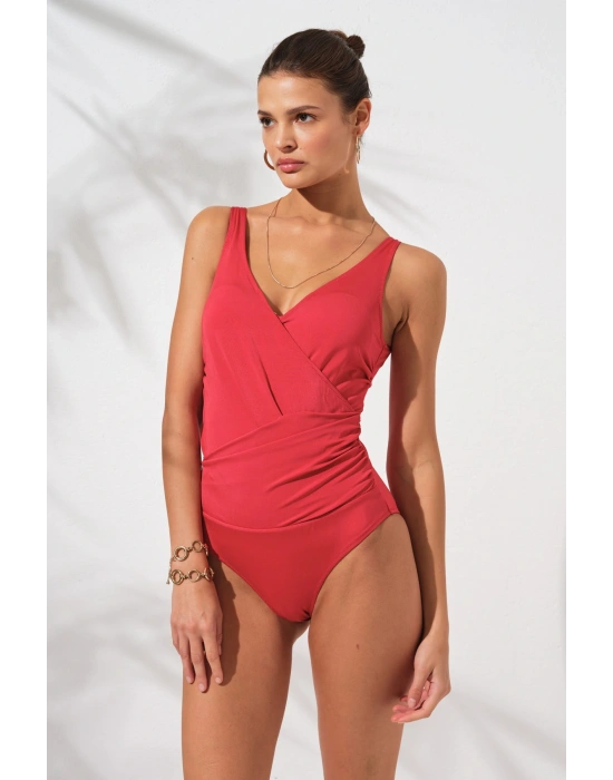 Cannes Kalın Askılı Korseli Kruvaze Mayo Krımızı 231127