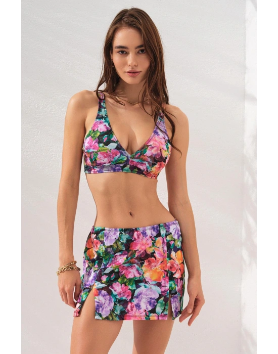 Pearl Etekli Fra Bikini Takım Üçlü Set Violet 231228