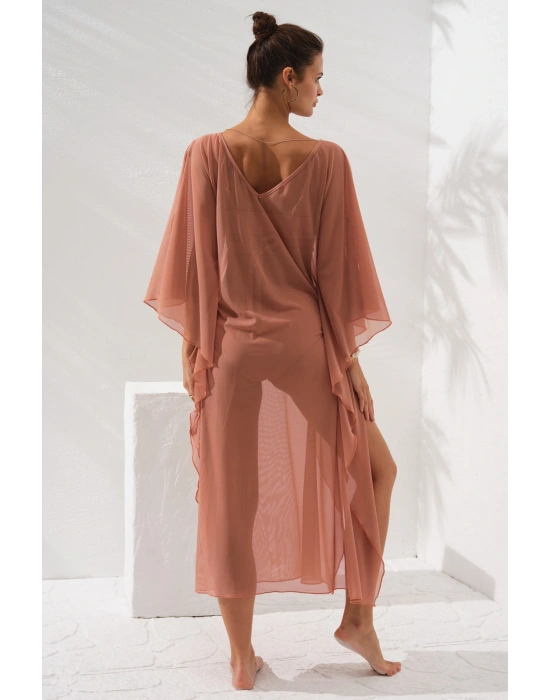 V Yaka Elbise Pareo Bronz 231803