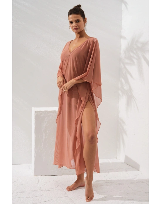 V Yaka Elbise Pareo Bronz 231803