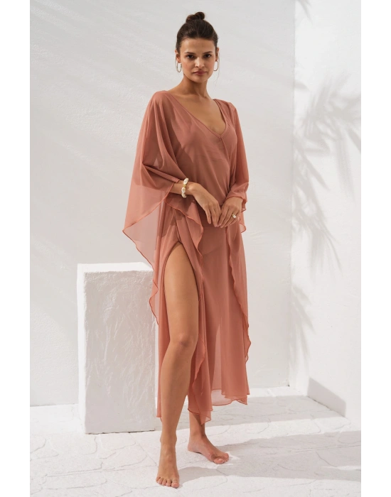 V Yaka Elbise Pareo Bronz 231803