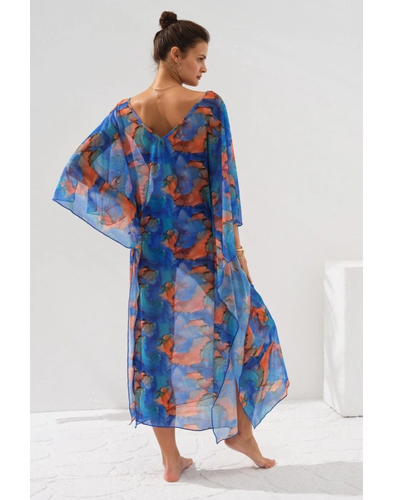 V Yaka Elbise Pareo Marbel 231803-d