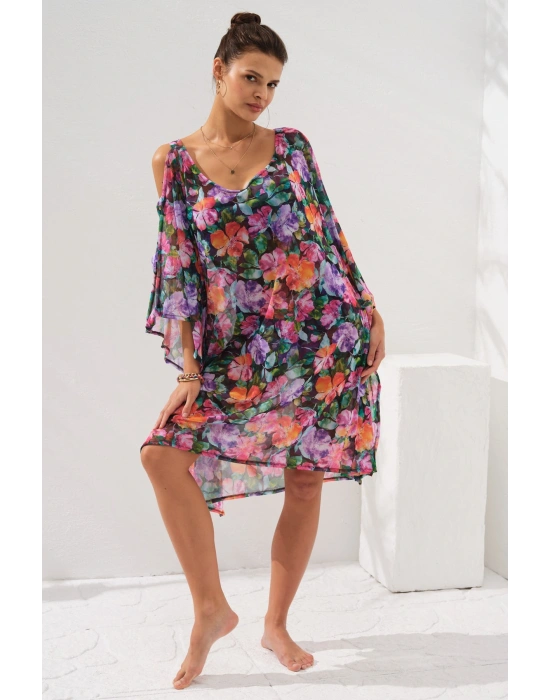 Kolu Bant Detaylı Tunik Pareo Violet 231802-d