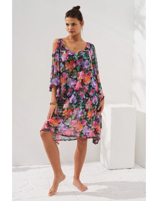 Kolu Bant Detaylı Tunik Pareo Violet 231802-d