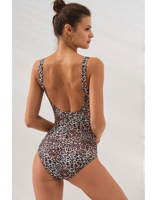 Stella V Yaka Tokalı Korseli Mayo Leopar 231133-d